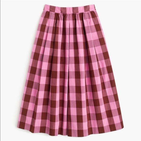 J. Crew Gingham Midi Skirt Pink Tie Back Size - Picture 4 of 10